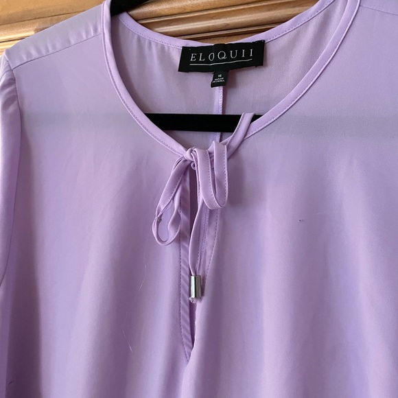 Eloquii Lilac Purple Sheer Blouse with Tie Front and arm slit Size 16 - Picture 5 of 5